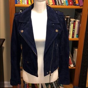 SL8 Suede Navy Moto Jacket